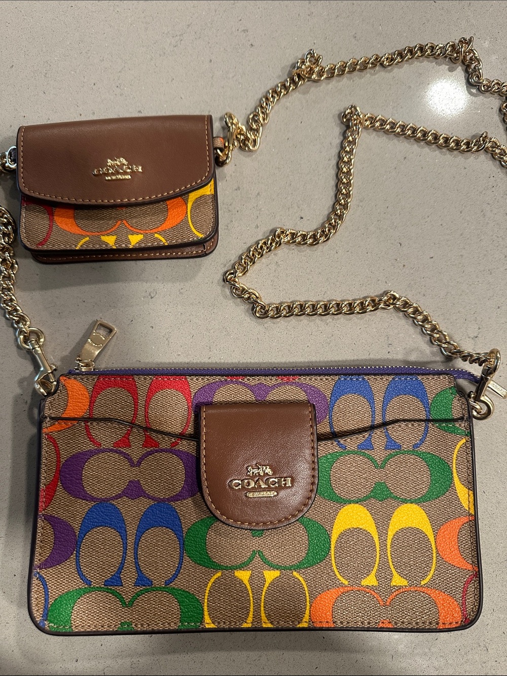 Coach Rainbow Poppy Signature Canvas Crossbody